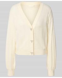 Guess - Strickjacke aus Viskose-Mix mit V-Ausschnitt Modell 'LYLA' - Lyst
