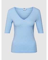 Tommy Hilfiger Slim Fit Longsleeve mit V-Ausschnitt - Blau
