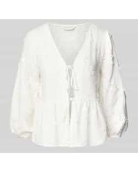 Apricot - Regular Fit Blouse Met Bloemenborduursel - Lyst