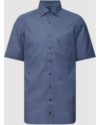 Olymp Business-Hemd mit Allover-Muster - Blau