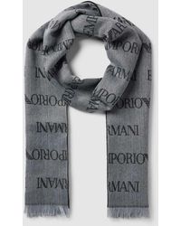 Emporio Armani - Schal mit Fransen und Allover-Logo-Muster - Lyst