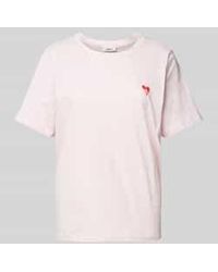 S.oliver - Relaxed Fit T-shirt Van Puur Katoen Met Geborduurd Hart - Lyst