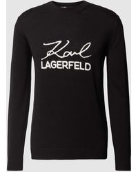 Karl Lagerfeld - Strickpullover mit Label und Rundhalsausschnitt - Lyst
