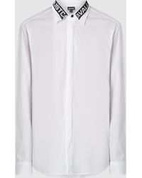 Just Cavalli Katoen Overhemd Met Logoprint in het Wit voor heren Heren Kleding voor voor Overhemden voor Casual en nette overhemden 