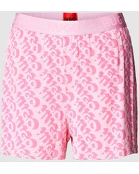 HUGO - Loose Fit Pyjama-Shorts mit Allover-Label-Print Modell 'UNITE' - Lyst