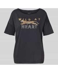 Ouí - Relaxed Fit T-Shirt Van Puur Katoen Met Motiefprint - Lyst