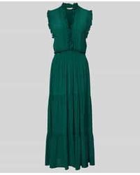 Apricot - Maxi-Jurk Van Viscose Met V-Hals En Ruches - Lyst