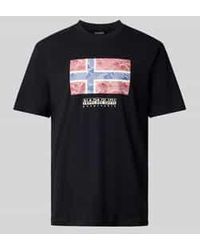 Napapijri - T-Shirt Met Labelprint, Model 'Drapeau' - Lyst