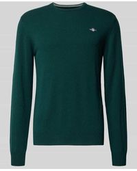 GANT - Strickpullover aus reiner Lammwolle mit gerippten Abschlüssen - Lyst