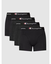 Champion Trunks mit elastischem Logo-Bund im 4er-Pack - Schwarz