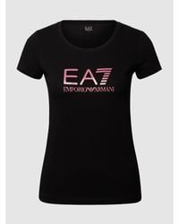EA7 T-Shirt mit Label-Prints - Schwarz