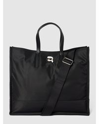 Karl Lagerfeld Tote Bag mit Label-Patches Modell 'k/ikonik 2.0 nylon ew tot' - Schwarz