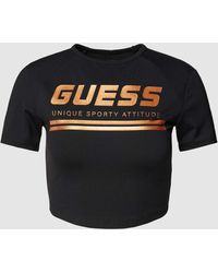 Guess - Crop T-Shirt mit Label-Print Modell 'AGGIE' - Lyst