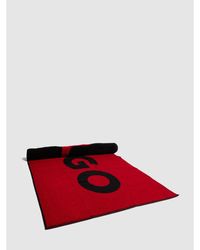 HUGO Strandtuch mit Label-Print Modell 'Siesta' - Rot