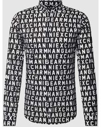 Armani Exchange - Slim Fit Freizeithemd mit Allover-Label-Muster Modell 'ZNEAZ' - Lyst