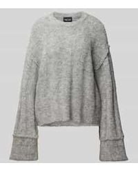 Pieces - Loose Fit Gebreide Pullover Met Wol En Details Op De Zomen - Lyst