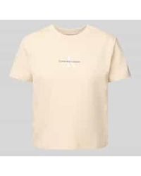 Calvin Klein - T-shirt Met Labelstitching En Ronde Hals - Lyst
