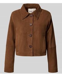 My Essential Wardrobe - Regular Fit Jacke aus echtem Ziegenvelours Modell 'Petra' - Lyst