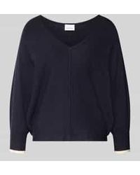 Comma, - Gebreide Pullover Van Viscosemix Met V-Hals - Lyst