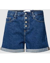 Calvin Klein - Korte Mom Fit Jeans Van Puur Katoen Met Labeldetail - Lyst