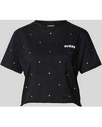 Guess - Cropped T-Shirt mit Ziersteinbesatz Modell 'SKYLAR' - Lyst