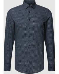 Seidensticker Slim Fit Business-Hemd mit Allover-Muster Modell 'Business Kent' - Blau