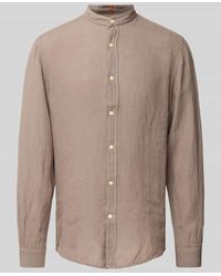 BOSS - Regular Fit Leinenhemd mit Stehkragen Modell 'Race' - Lyst