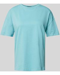 QS - T-Shirt mit geripptem Rundhalsausschnitt - Lyst