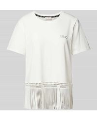 Liu Jo - T-Shirt mit Fransen in unifarbenem Design - Lyst