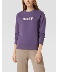 Dames Kleding voor voor Kleding voor sport BOSS by HUGO BOSS Katoen Relaxed-fit Sweatshirt In Sweatstof Met Logoprint in het Zwart gym en workout voor Sweaters 