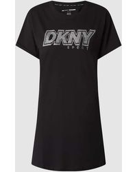 DKNY - Shirtkleid mit Logo aus Strasssteinen - Lyst