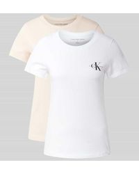Calvin Klein - T-Shirt mit Label-Print im 2er-Pack - Lyst