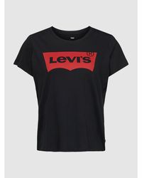 Levi's PLUS SIZE T-Shirt mit Label-Print Modell 'PERFECT TEE' - Schwarz