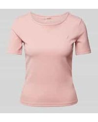 Guess - T-shirt Met Geribde Ronde Hals - Lyst