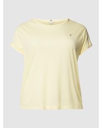 Tommy Hilfiger Curve PLUS SIZE T-Shirt mit Label-Stitching - Gelb