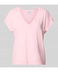 Jake*s - T-shirt Met Geribde V-hals - Lyst