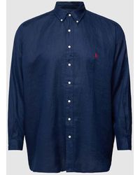 Ralph Lauren - PLUS SIZE Straight Fit Leinenhemd mit Label-Stitching - Lyst