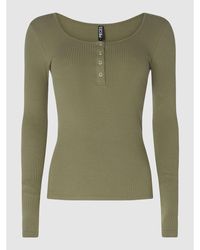 Pieces Serafino-Shirt mit Stretch-Anteil Modell 'Kitte' - Grün