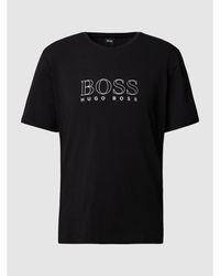 BOSS by HUGO BOSS Pyjama-Shirt aus Stretch-Jersey mit Metallic-Logo - Schwarz