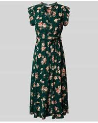 Apricot - Jurk Van Viscose Met Strikceintuur En Volantzoom - Lyst