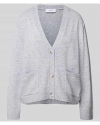 Comma, - Strickjacke aus Woll-Mix mit V-Ausschnitt - Lyst