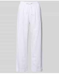 Freequent - Straight Leg Linnen Broek Met Steekzakken - Lyst