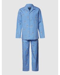 Polo Ralph Lauren Pyjama mit Streifenmuster und Allover-Print - Blau