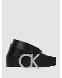 Calvin Klein Gürtel Ck Adj. Buckle Belt aus Leder - Schwarz