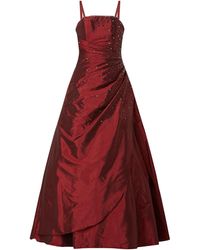 Luxuar Abendkleid aus Taft mit Zierperlenbesatz - Rot