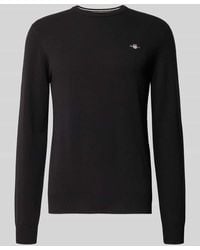 GANT - Strickpullover aus reiner Lammwolle mit gerippten Abschlüssen - Lyst