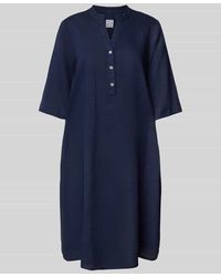 Emily Van Den Bergh - Knielanges Leinenkleid Mit Tunikakragen - Lyst