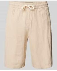 Blend - Regular Fit Korte Linnen Broek Met Tunnelkoord, Model 'Morgan' - Lyst