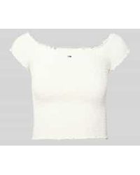 Tommy Hilfiger - Slim Fit Korte Top Met Gesmokte Inzetten - Lyst