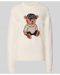 Guess - Regular Fit Strickpullover aus Viskose-Mix mit Motiv-Stitching - Lyst